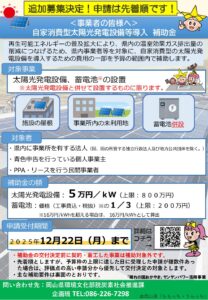 事業者向け自家消費型太陽光発電設備等導入補助金のご案内